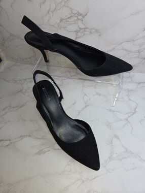 Elegant Black Slingback Pointed-Toe Heels(B3)